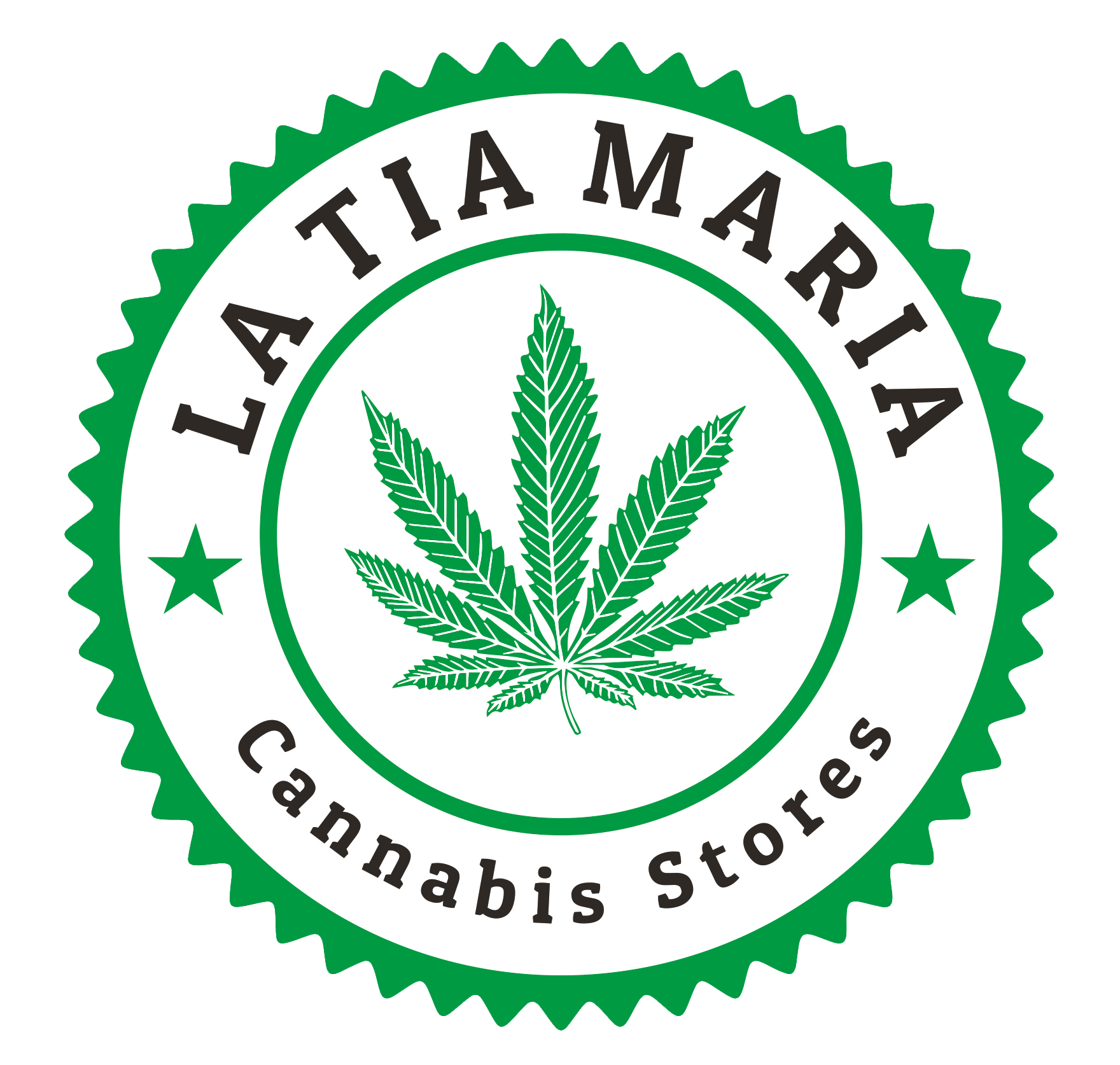 Logo blanco y verde de La Tía María, expertos en cannabis